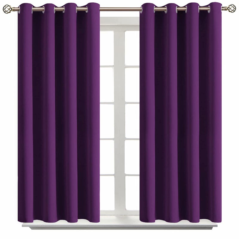 BGment Blackout Curtains - Grommet Thermal Insulated Room Darkening Bedroom and Living Room Curtain, Set of 2 Panels (52 x 45 Inch, Royal Purple) - Image 1